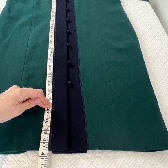 VTG Linda Allard Ellen Tracy Women 8 100% Wool Green Blue Buttoned Sweater Dress - Picture 10 of 15